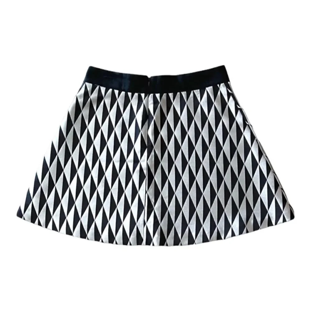 Banana Republic Gold Black A-Line Woven Diamond Skirt Size 4 Small EUC - Picture 3 of 9